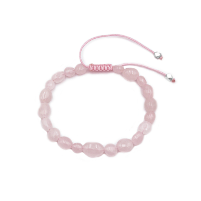 Βραχιόλι Macrame Ροζ Χαλαζίας 8*6mm - Ο λίθος της αγάπης