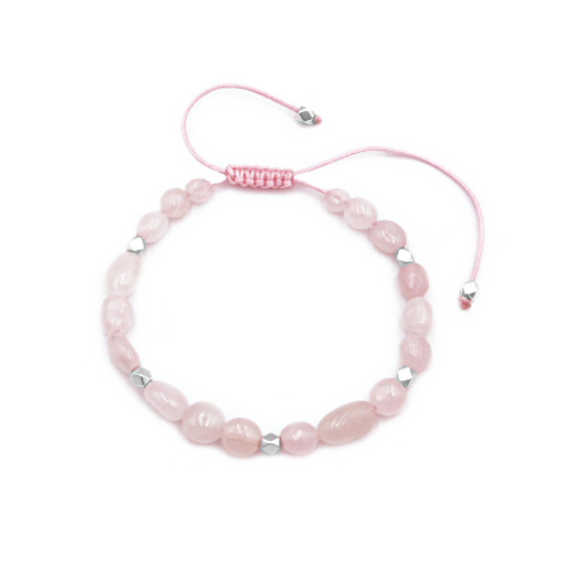 Βραχιόλι Macrame Ροζ Χαλαζίας 8*6mm - Ο λίθος της αγάπης