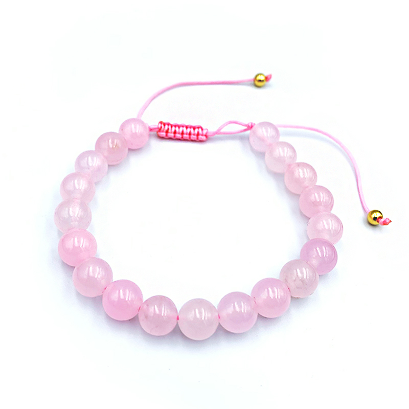 Βραχιόλι macrame Ροζ Χαλαζία 8mm – Ο λίθος της αγάπης - Image 2