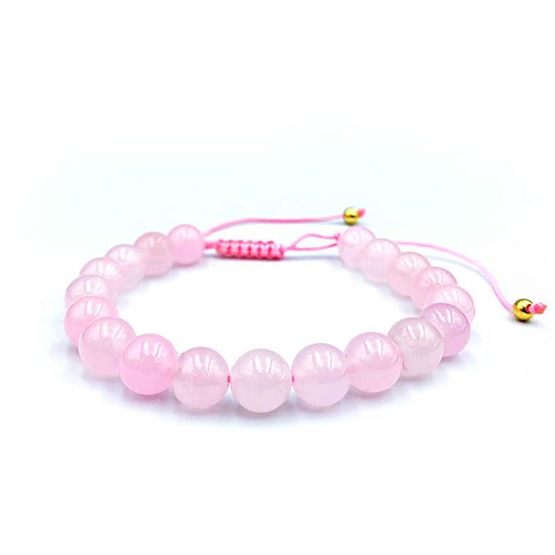 Βραχιόλι macrame Ροζ Χαλαζία 8mm – Ο λίθος της αγάπης