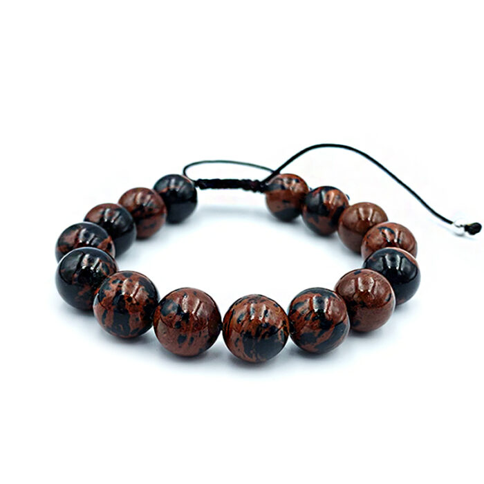 Χειροποίητο βραχιόλι macrame Οψιδιανός Μαόνι 10mm – Ο λίθος της επανασύνδεσης