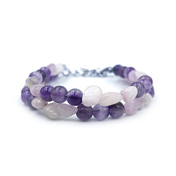 Χειροποίητο βραχιόλι Κουνζίτης και Αμέθυστος