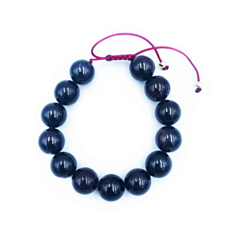 Βραχιόλι Macrame από Γρανάτη 13mm - Ο λίθος της αποφασιστικότητας