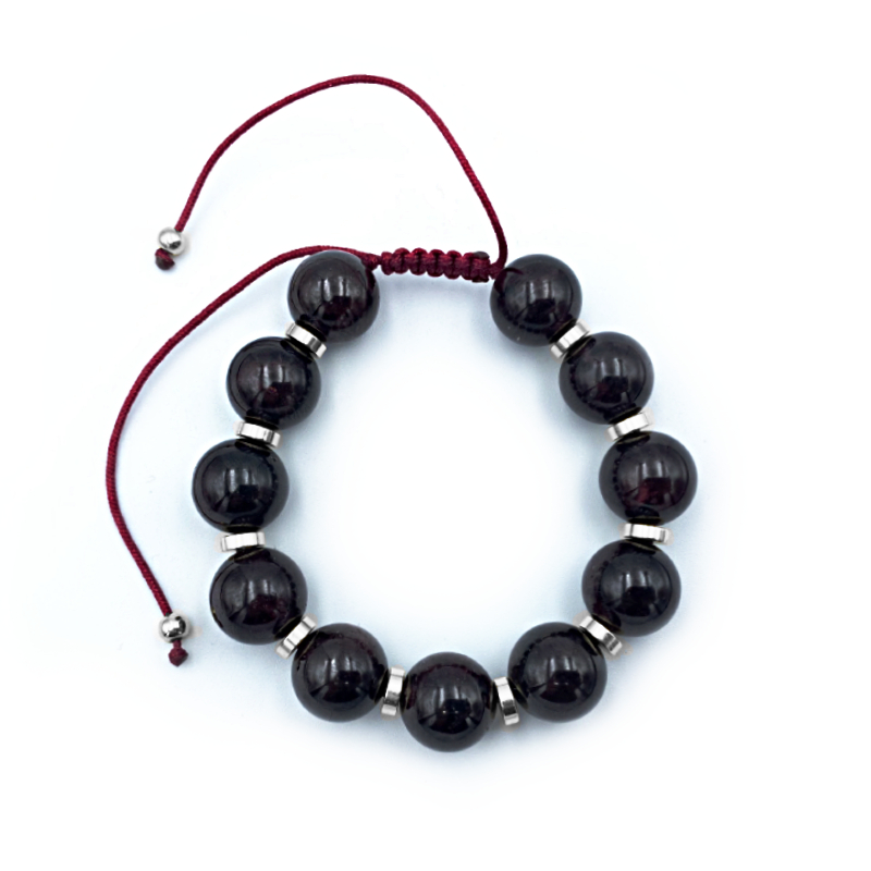 Βραχιόλι Macrame από Γρανάτη 13mm - Ο λίθος της αποφασιστικότητας - Image 3