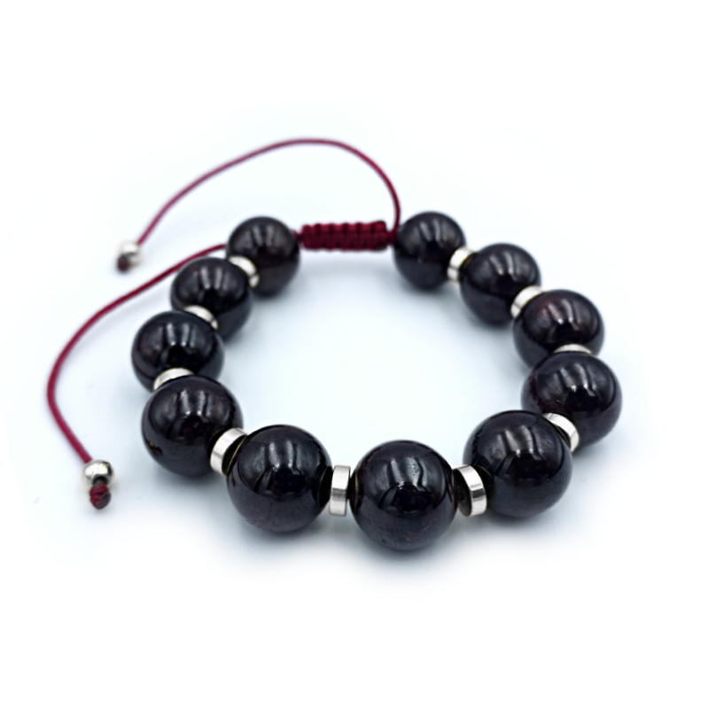 Βραχιόλι Macrame από Γρανάτη 13mm - Ο λίθος της αποφασιστικότητας