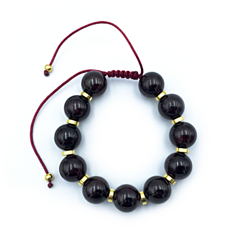 Βραχιόλι Macrame από Γρανάτη 13mm - Ο λίθος της αποφασιστικότητας - Image 3