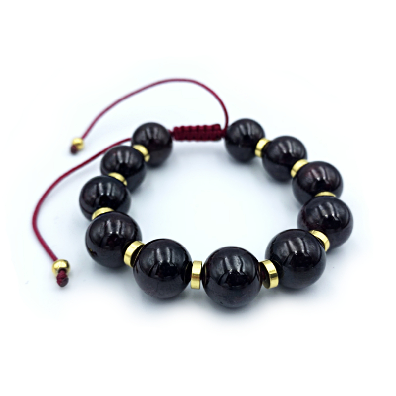 Βραχιόλι Macrame από Γρανάτη 13mm - Ο λίθος της αποφασιστικότητας - Image 2