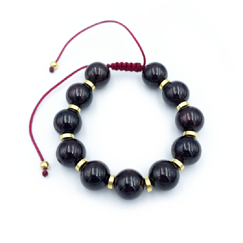 Βραχιόλι Macrame από Γρανάτη 13mm - Ο λίθος της αποφασιστικότητας
