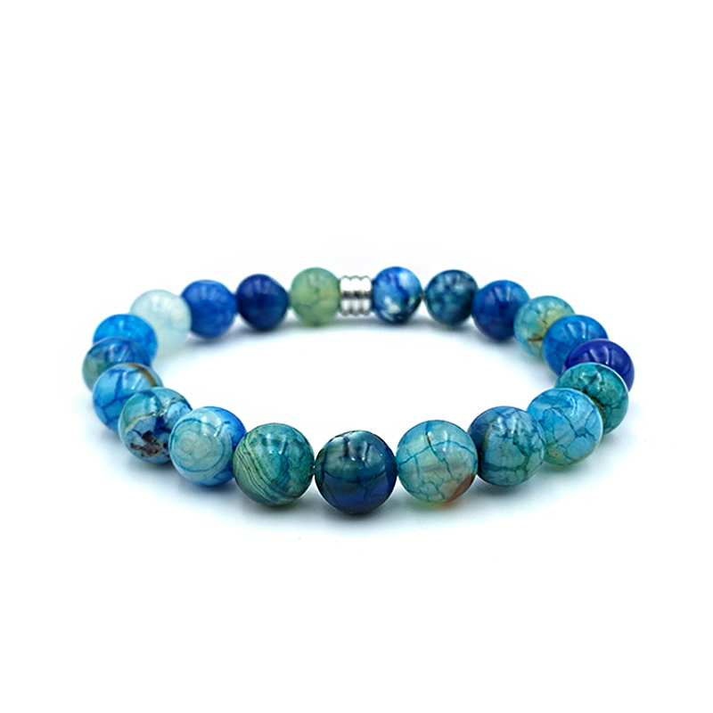 Βραχιόλι Μπλε Αχάτης (light-blue) 8mm - Ο λίθος της ψυχικής ηρεμίας