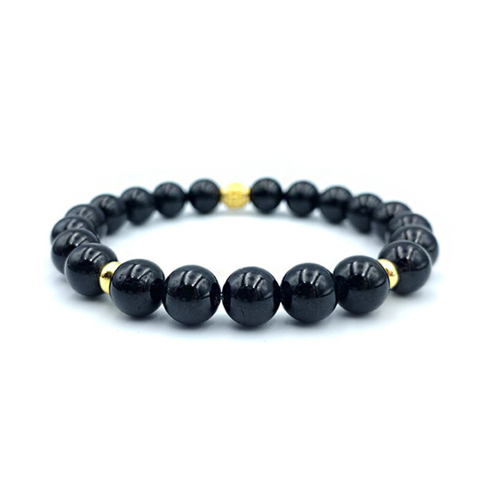 Χειροποίητο βραχιόλι με Μαύρη Τουρμαλίνη 8mm- Ο λίθος της προστασίας
