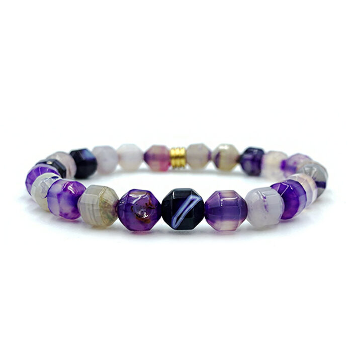 Χειροποίητο Βραχιόλι Μωβ Αχάτης 7mm (ταγέ) – Ο λίθος της συναισθηματικής αρμονίας