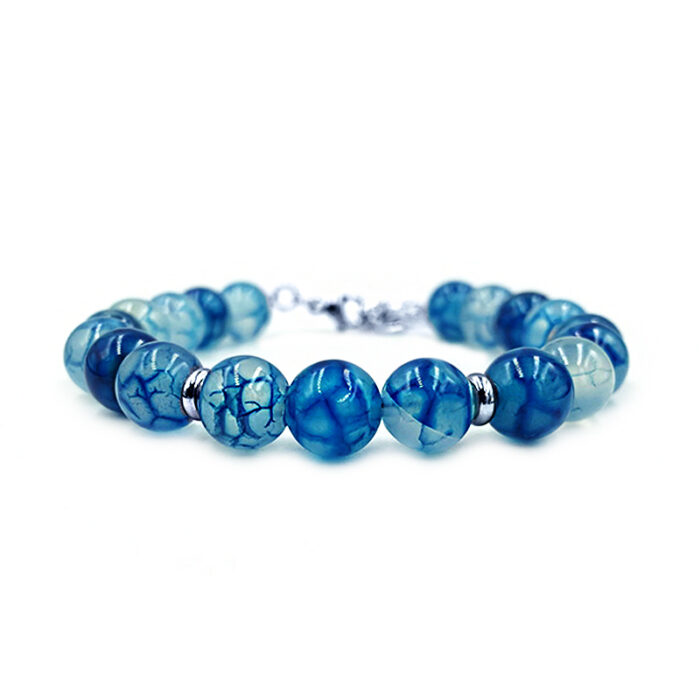 Χειροποίητο Βραχιόλι Μπλε Αχάτης (light-blue) 8mm – Ο λίθος της ψυχικής ηρεμίας