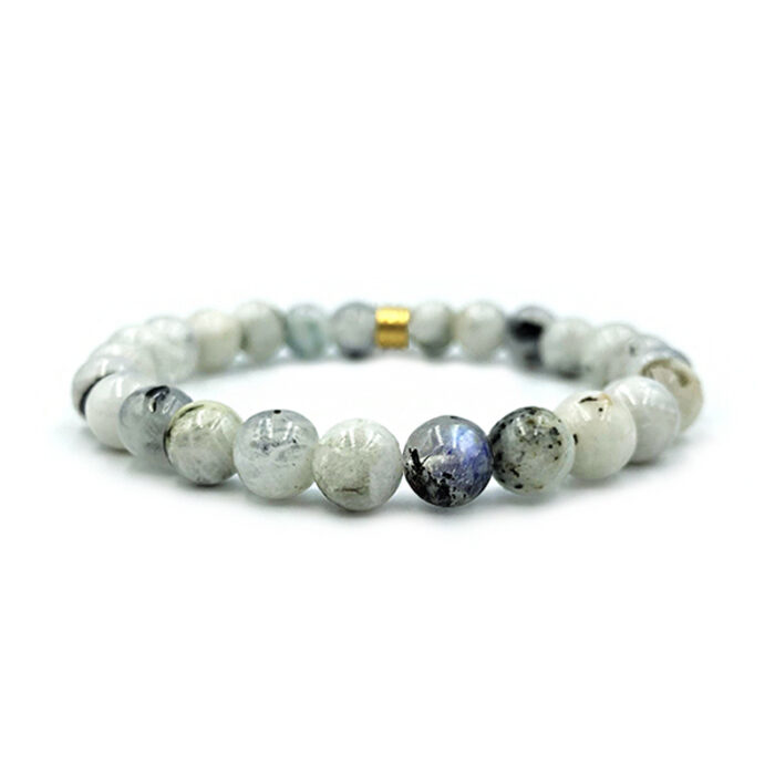 Χειροποίητο Βραχιόλι Φεγγαρόπετρα (Moonstone) με Μαύρη Τουρμαλίνη