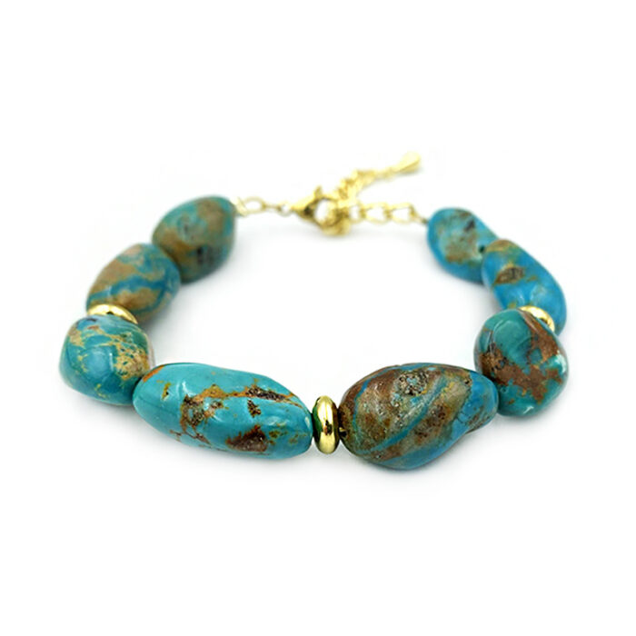 Χειροποίητο βραχιόλι με Τιρκουάζ (Turquoise) βότσαλο – Ο λίθος του έρωτα