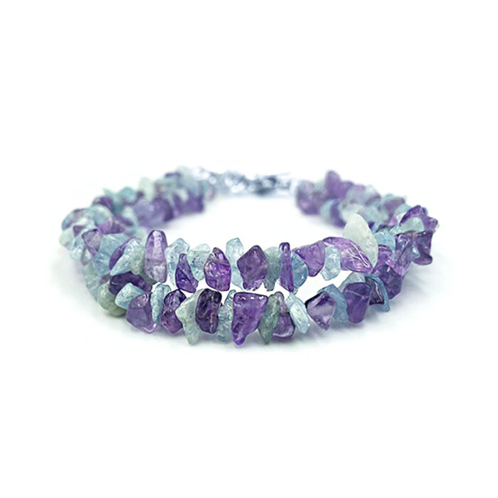 Χειροποίητο βραχιόλι Αμέθυστος και Ακουαμαρίνα (Aquamarine) διπλό
