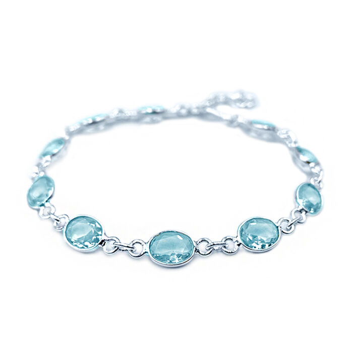 Χειροποίητο Ασημένιο Βραχιόλι Ακουαμαρίνα (Aquamarine) οβάλ ταγέ – Ο λίθος της αφοσίωσης και της ανιδιοτελούς αγάπης