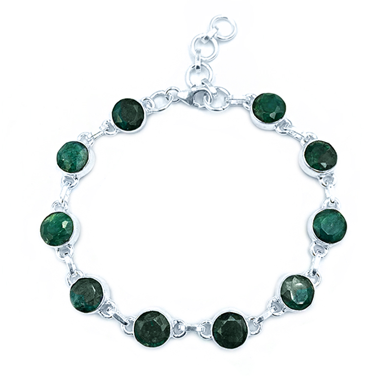 Χειροποίητο ασημένιο βραχιόλι με Σμαράγδι (στρογγυλο ταγέ) – Ο πολύτιμος λίθος της πίστης και της ακεραιότητας - Image 2