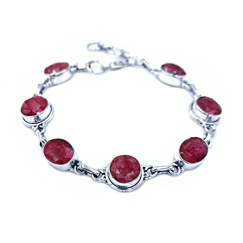 Χειροποίητο ασημένιο βραχιόλι Ρουμπίνι (οβάλ - στρογγυλο ταγέ) – Ο πολύτιμος λίθος του πάθους και της αγάπης - Image 2
