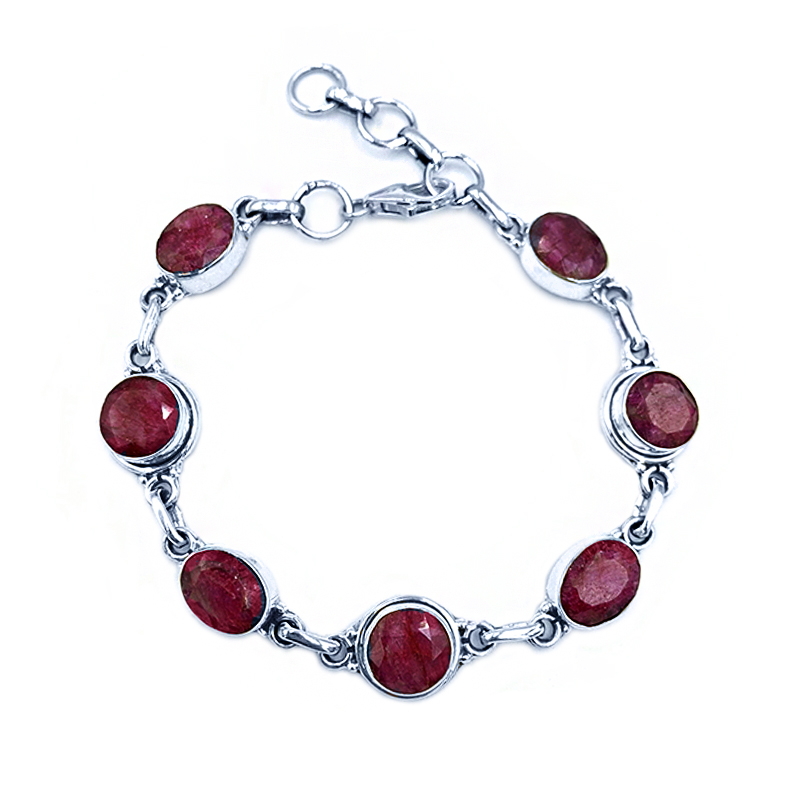 Χειροποίητο ασημένιο βραχιόλι Ρουμπίνι (οβάλ - στρογγυλο ταγέ) – Ο πολύτιμος λίθος του πάθους και της αγάπης - Image 3