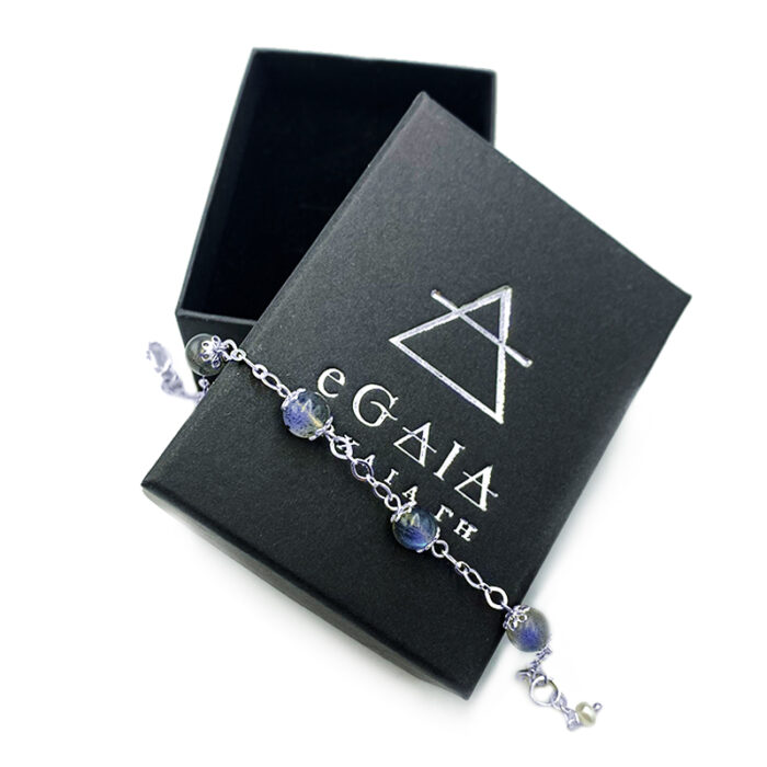 Χειροποίητο ασημένιο βραχιόλι Λαμπραδορίτης 7mm – Ο λίθος της πνευματικότητας