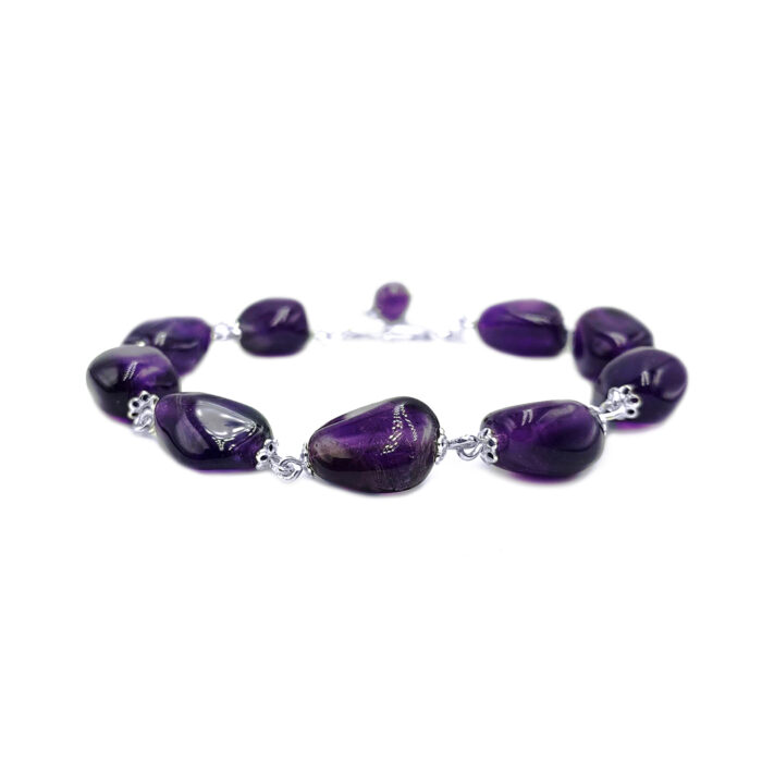 Χειροπoίητο ασημένιο βραχιόλι Αμέθυστος – Ο λίθος της ηρεμίας και της πίστης