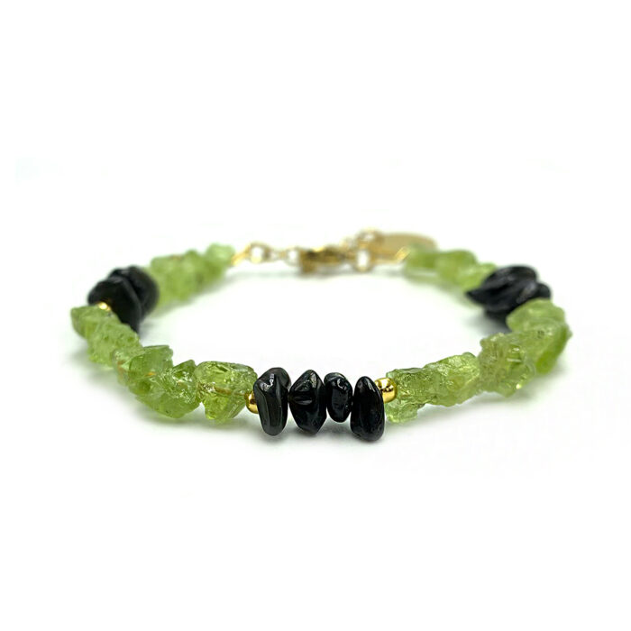 Χειροποίητο βραχιόλι με Περίδοτο και Μαύρη Τουρμαλίνη