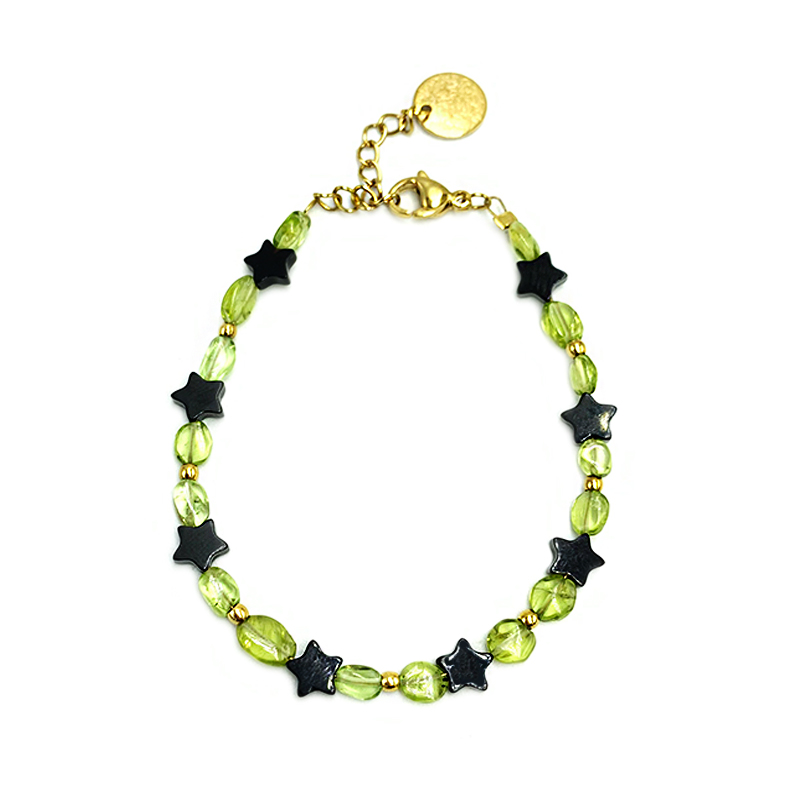 Χειροποίητο βραχιόλι Περίδοτο (Peridot) και Μαύρος Όνυχας - Image 3