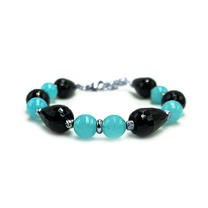 Χειροποίητο Βραχιόλι Αμαζονίτης και Μαύρος Όνυχας