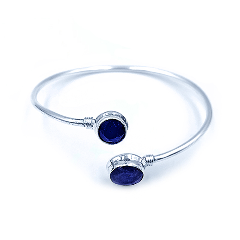 Χειροποίητο ασημένιο βραχιόλι με διπλό Μπλε Ζαφείρι – Ο Βασιλικός πολύτιμος λίθος - Image 4