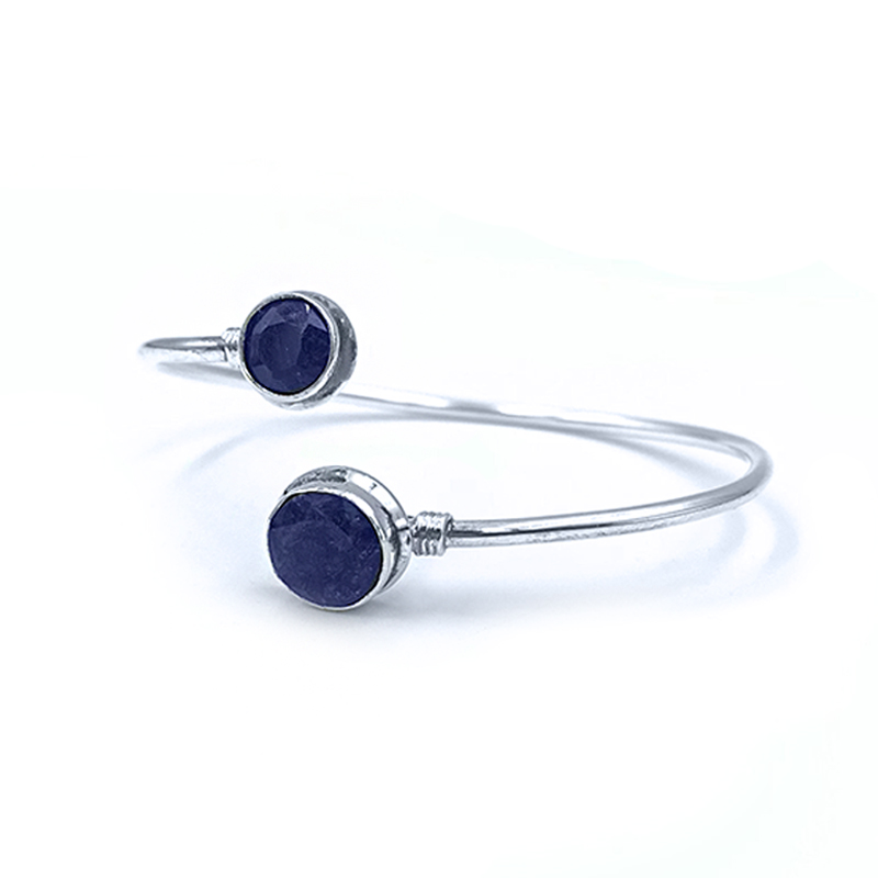Χειροποίητο ασημένιο βραχιόλι με διπλό Μπλε Ζαφείρι – Ο Βασιλικός πολύτιμος λίθος - Image 2