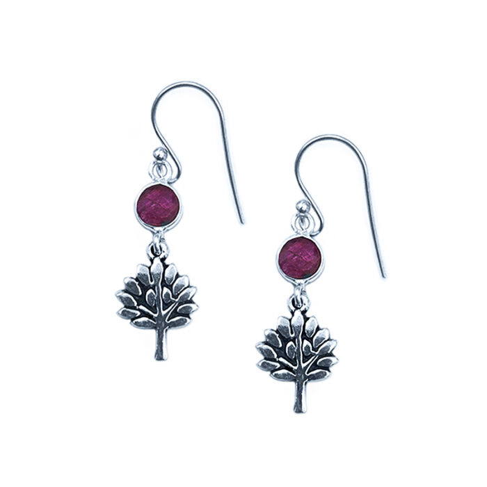 Χειροποίητα σκουλαρίκια από ασήμι 925° "Το Δέντρο Της Ζωής" με Ρουμπίνι – Ο πολύτιμος λίθος του πάθους και της αγάπης