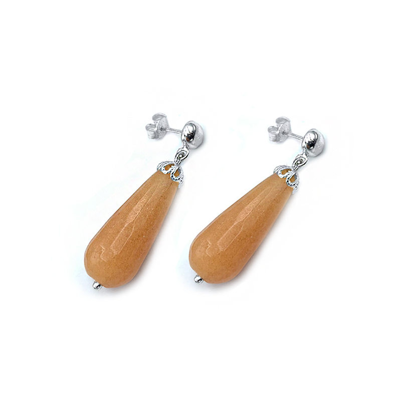 Χειροποίητα ασημένια σκουλαρίκια με Πορτοκαλί Αβεντουρίνη – Ο λίθος της χαράς - Image 2