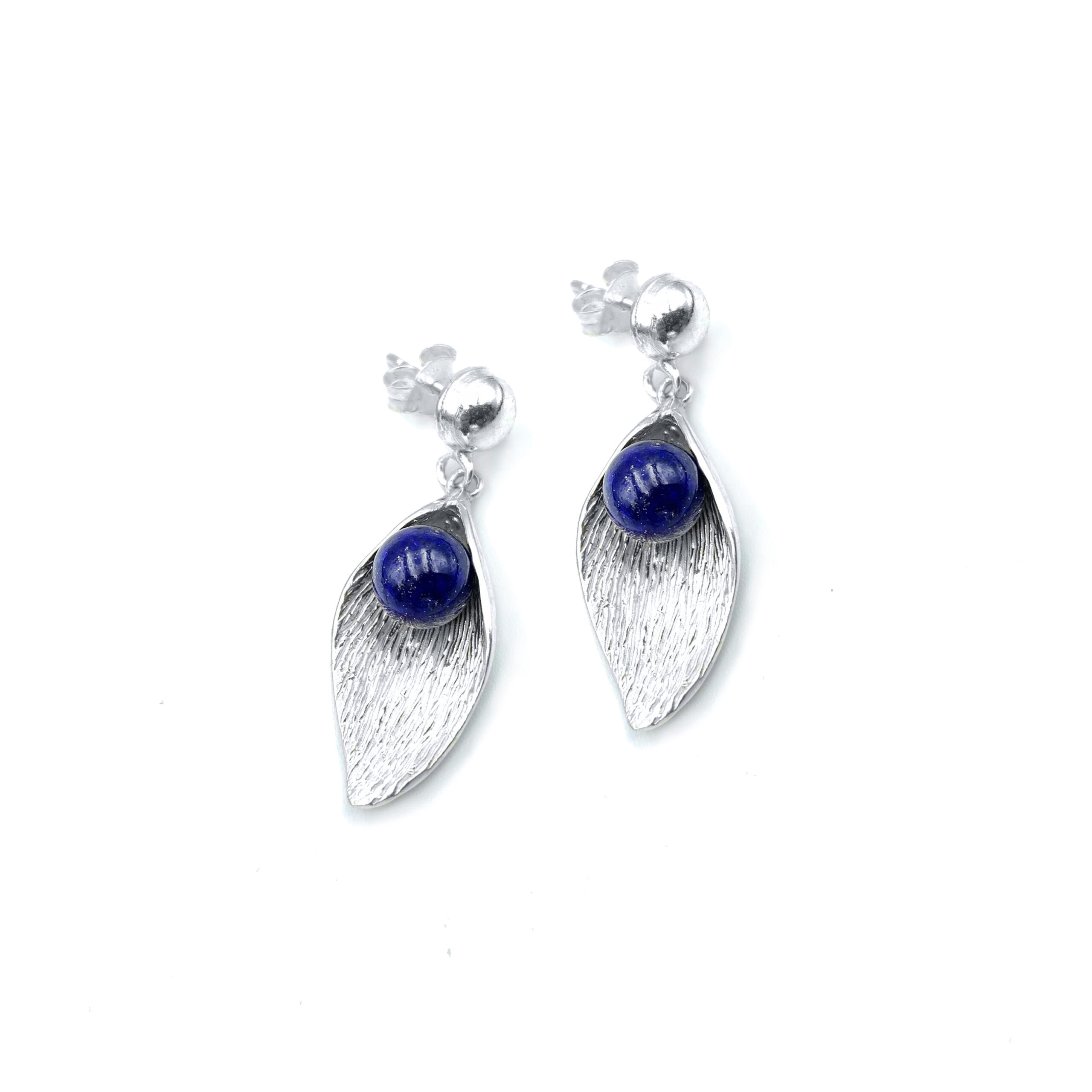 Ασημένια σκουλαρίκια με Λάπις Λάζουλι (Lapis Lazuli) - Ο λίθος της αυτοπεποίθησης - Image 2