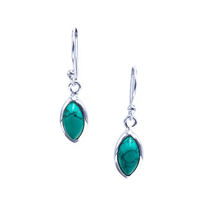 Χειροποίητα Ασημένια Σκουλαρίκια Τιρκουάζ (Turquoise) ναβέτα – Ο λίθος του έρωτα
