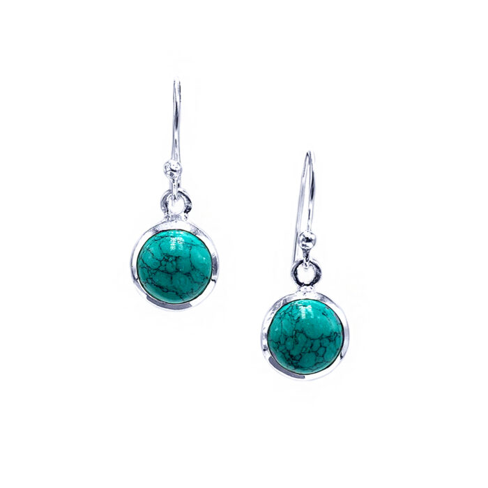 Χειροποίητα Ασημένια Σκουλαρίκια Τιρκουάζ (Turquoise) στρογγυλο – Ο λίθος του έρωτα