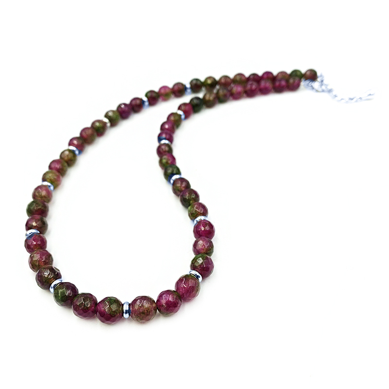 Χειροποίητο κολιέ πολύχρωμος Αχάτης 8mm