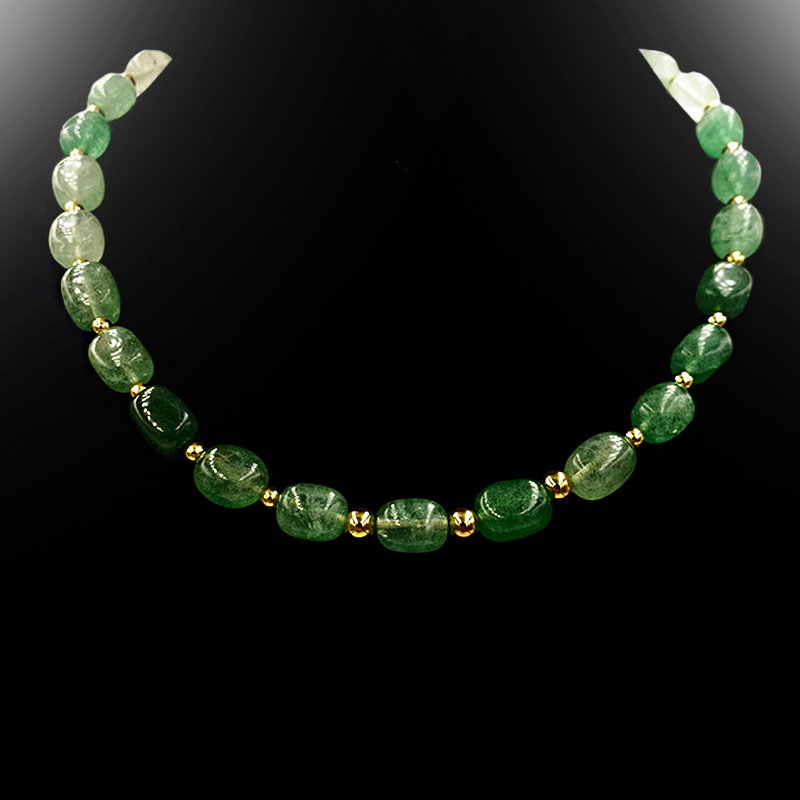 Χειροποίητο κολιέ με Πράσινη Αβεντουρίνη (βότσαλο) – Ο λίθος της καλοτυχίας