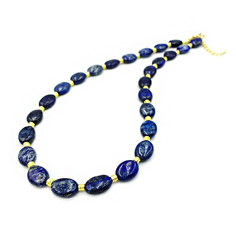 Χειροποίητο κολιέ Λάπις Λάζουλι (βότσαλο) – Ο λίθος της αυτοπεποίθησης - Image 2