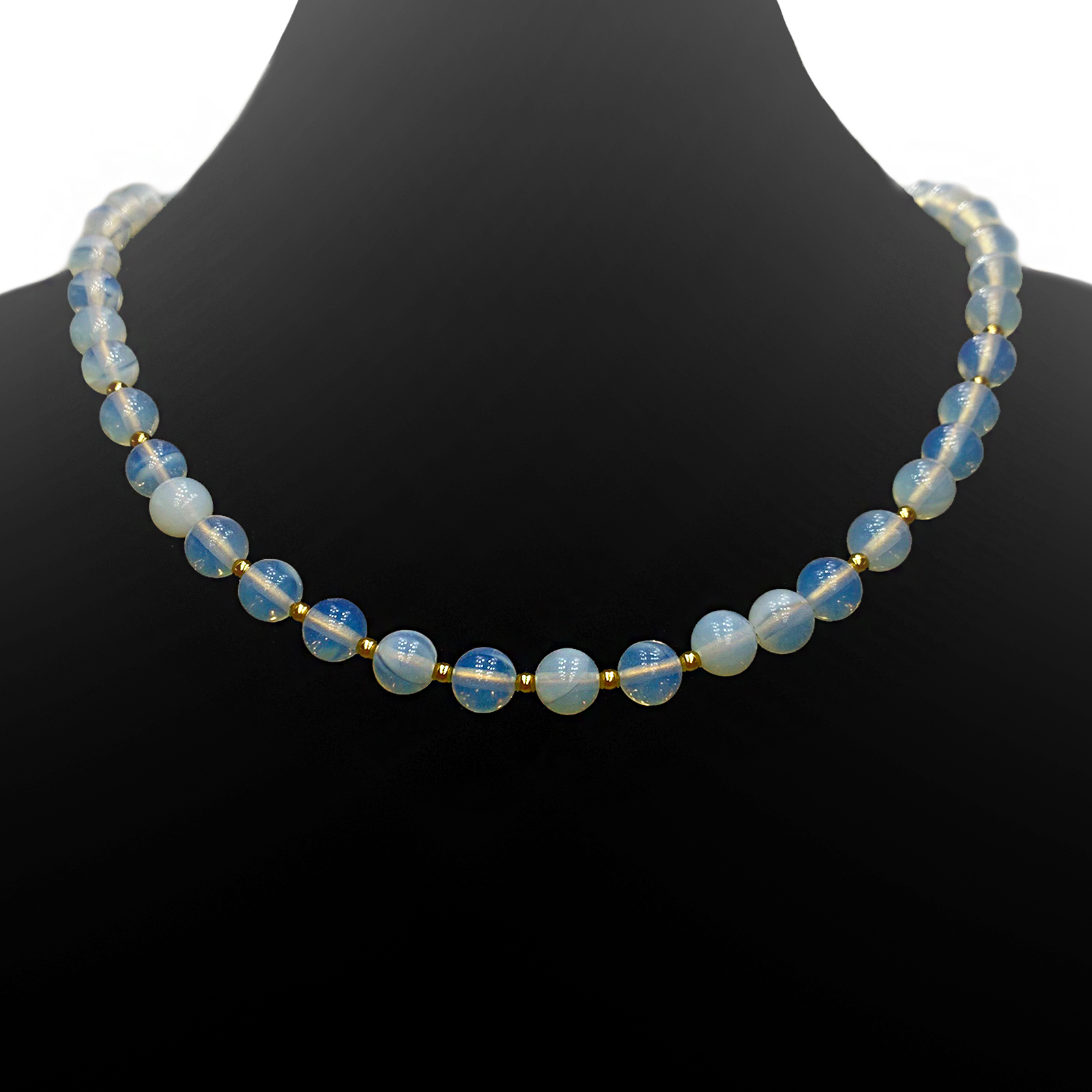 Χειροποίητο κολιέ με Φεγγαρόπετρα (Moonstone) 8mm - Ο λίθος της διαίσθησης