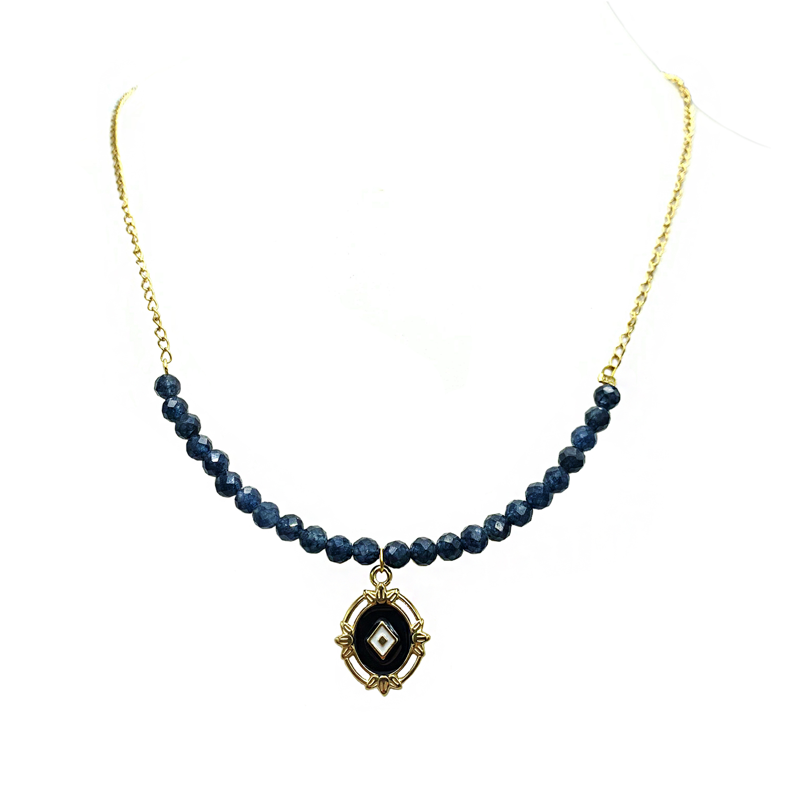 Χειροποίητο κολιέ με Μπλε Ζαφείρι (ταγέ 4mm) – Ο Βασιλικός πολύτιμος λίθος - Image 3