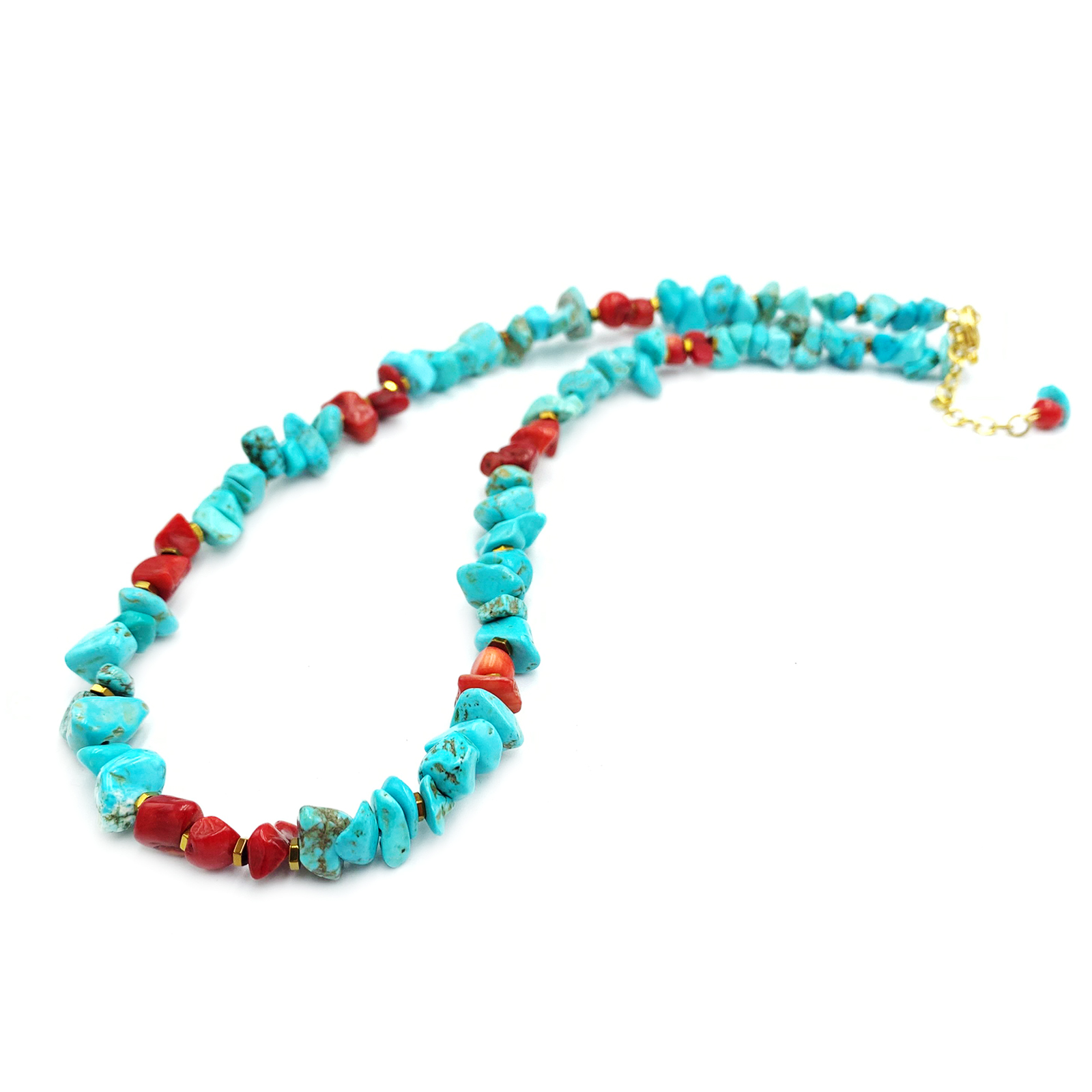 Χειροποίητο κολιέ με Τιρκουάζ (Turquoise) και Κοράλλι - Image 2