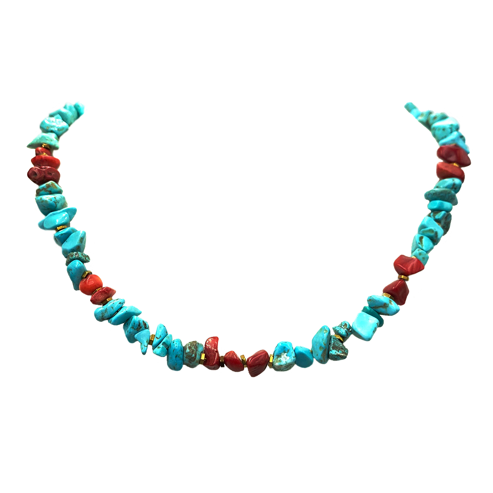 Χειροποίητο κολιέ με Τιρκουάζ (Turquoise) και Κοράλλι