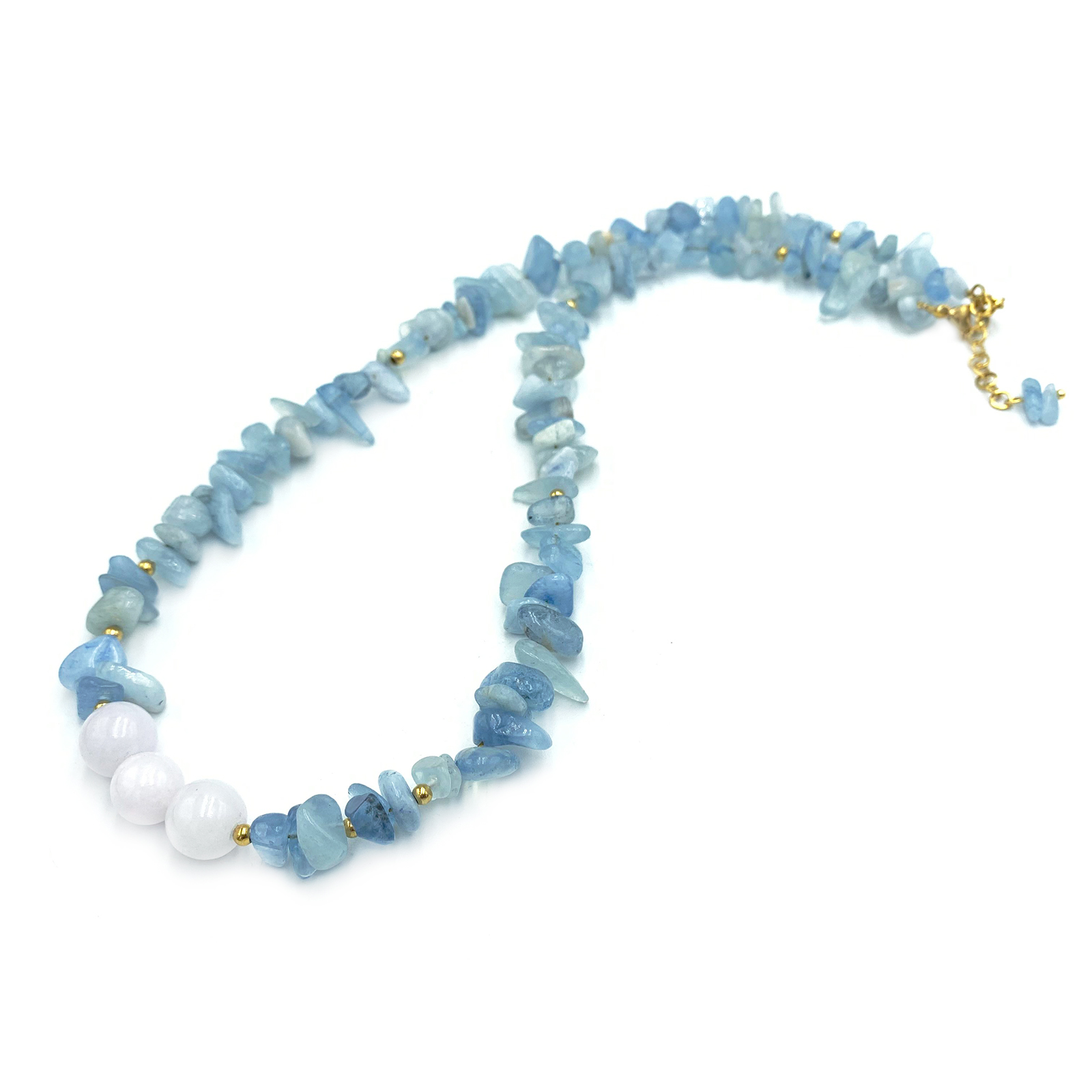Χειροποίητο κολιέ Ακουαμαρίνα (Aquamarine) και Λευκός Χαλαζίας - Image 2