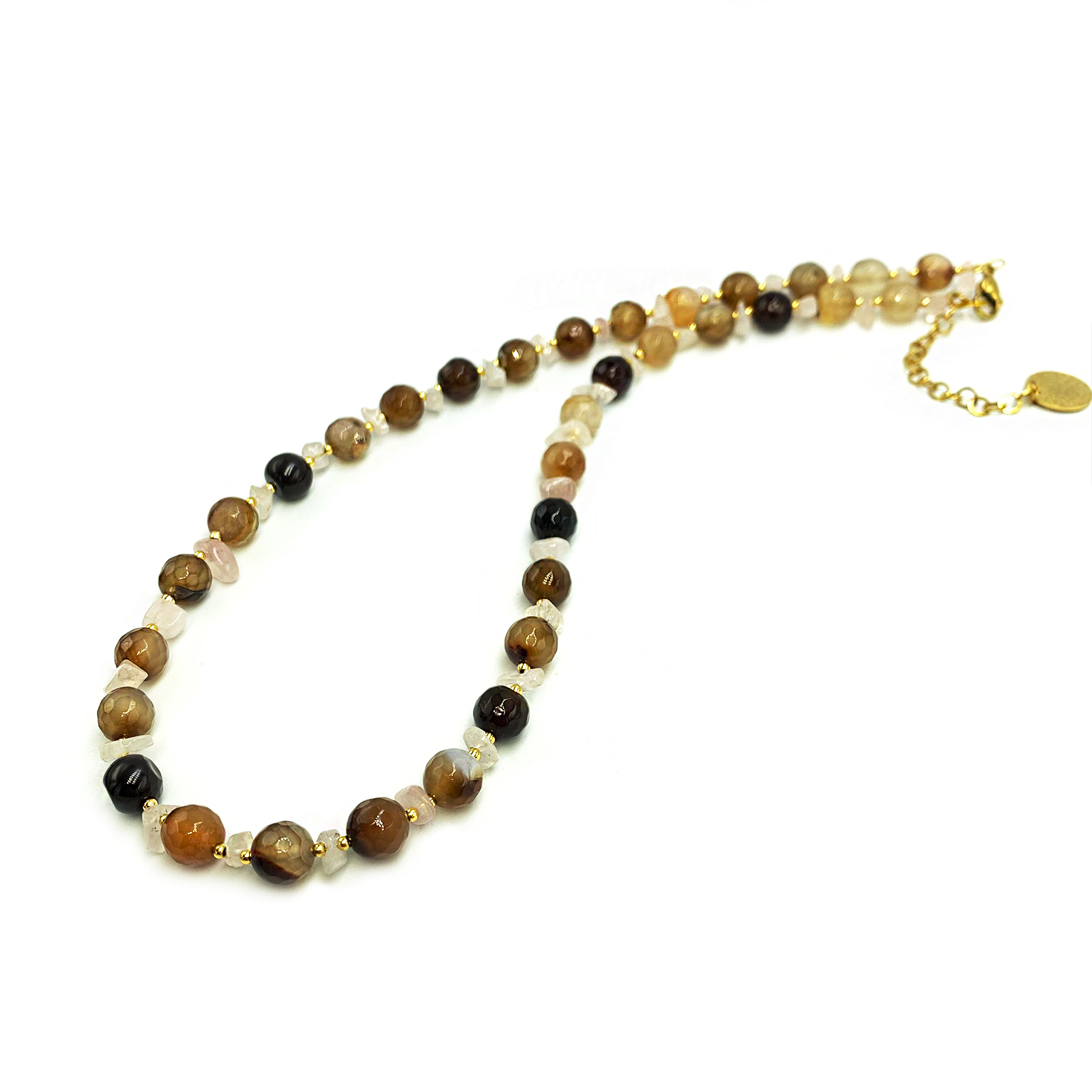 Χειροποίητο κολιέ Αχάτης και Λευκός Χαλαζίας - Image 2