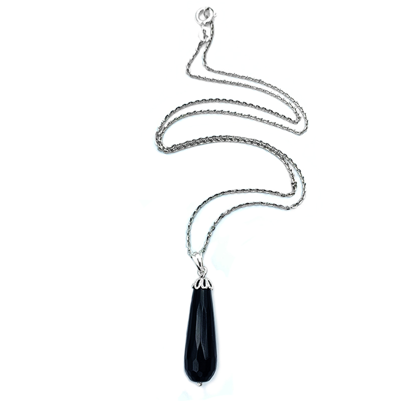 Ασημένιο μενταγιόν Μαύρος Αχάτης - Ο λίθος που ενισχύει τις σωματικές και ψυχικές αντοχές - Image 2