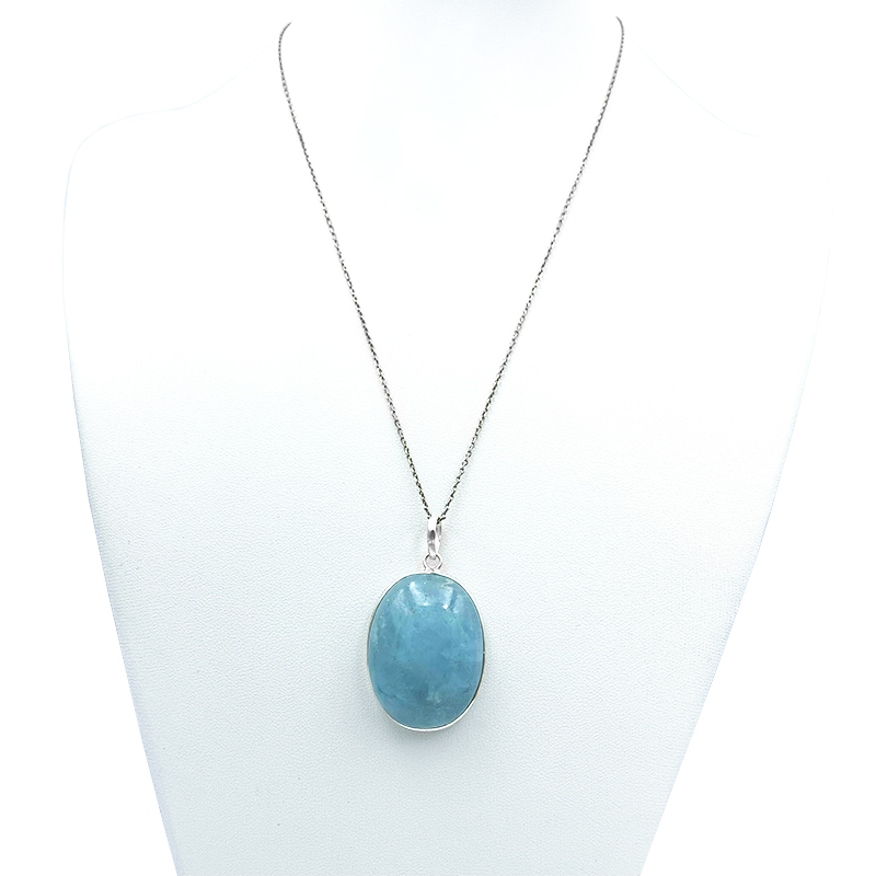 Μενταγιόν με Ακουαμαρίνα (Aquamarine οβάλ 3,3 Χ 2,5) από ασήμι 925°