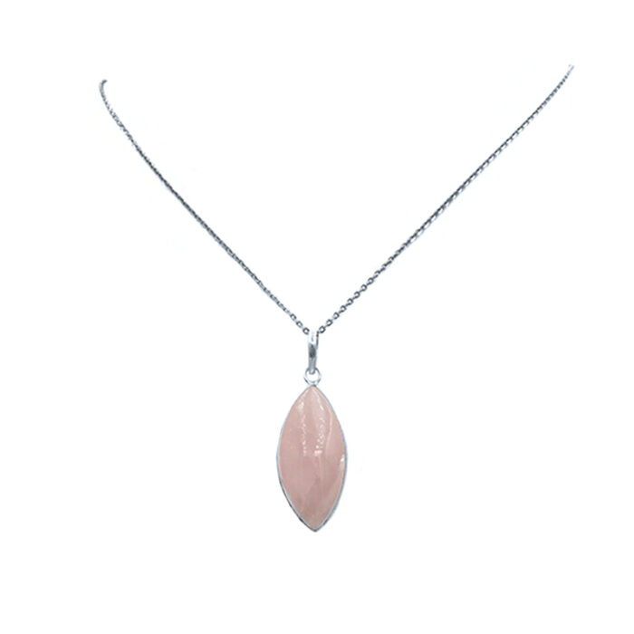 Χειροποίητο ασημένιο μενταγιόν με Ροζ Χαλαζία- Ο λίθος της αγάπης