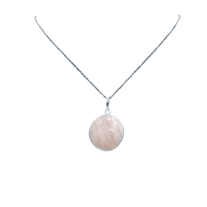 Χειροποίητο ασημένιο μενταγιόν με Ροζ Χαλαζία- Ο λίθος της αγάπης