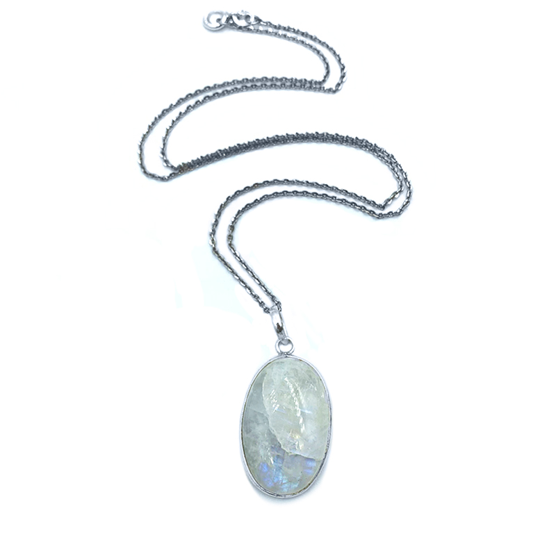 Ασημένιο χειροποίητο μενταγιόν με Φεγγαρόπετρα (Moonstone) - Ο λίθος της διαίσθησης - Image 3