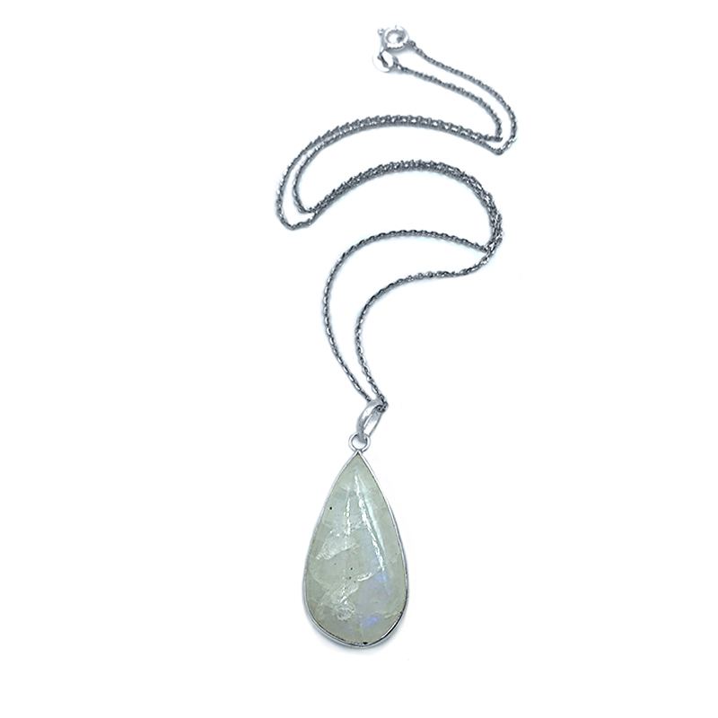 Ασημένιο χειροποίητο μενταγιόν με Φεγγαρόπετρα (Moonstone) – Ο λίθος της διαίσθησης - Image 2